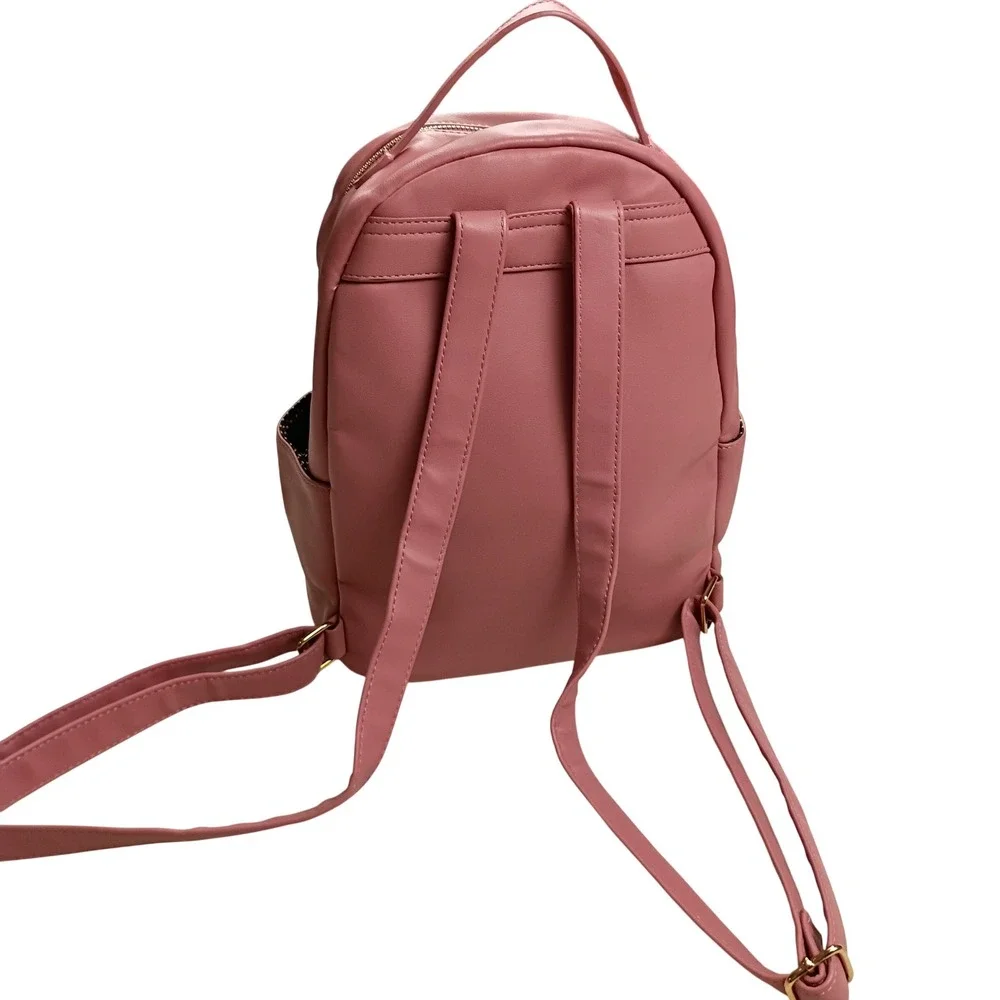 BP Mini Backpack Womens Small Pink Quilted Faux Leather Tassel Gold